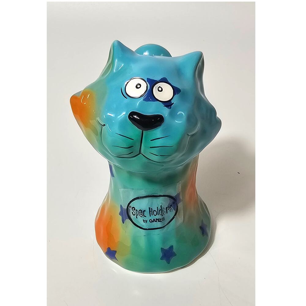 2000s Ganz Spec Holders Colorful Ceramic Cat Eyeglass Holder